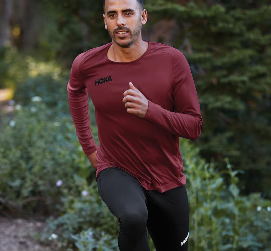 Hoka One One Top Herre - Performance Lang Sleeve - Brune - 803241GHL